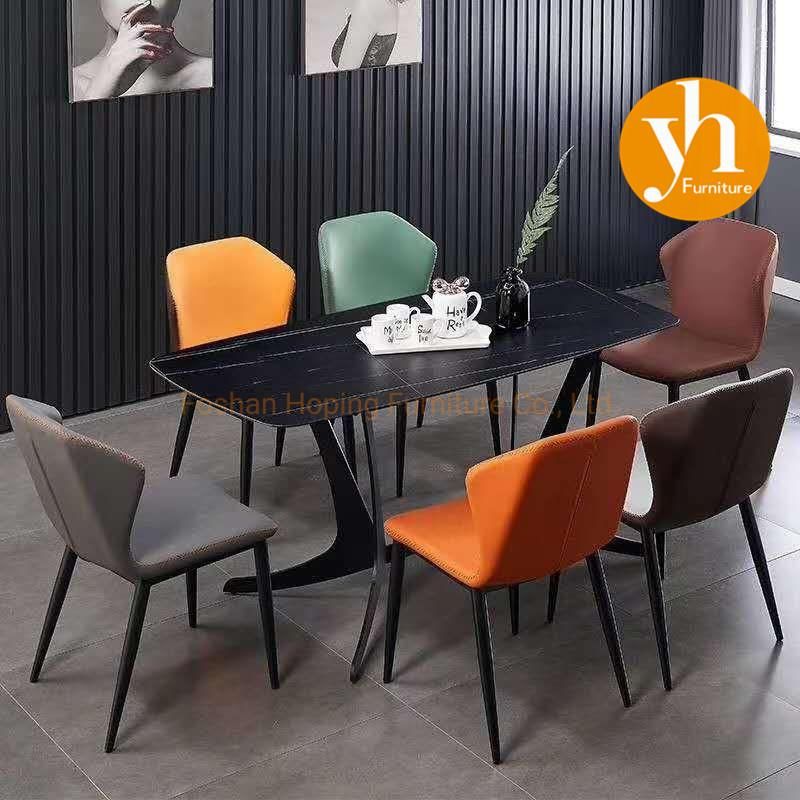 Wholesale Simple Modern S. Africa Dining Table with Breakage-Proof Fireproofing Waterproof Rock Beam Simulation Stone Top for 6 Chairs