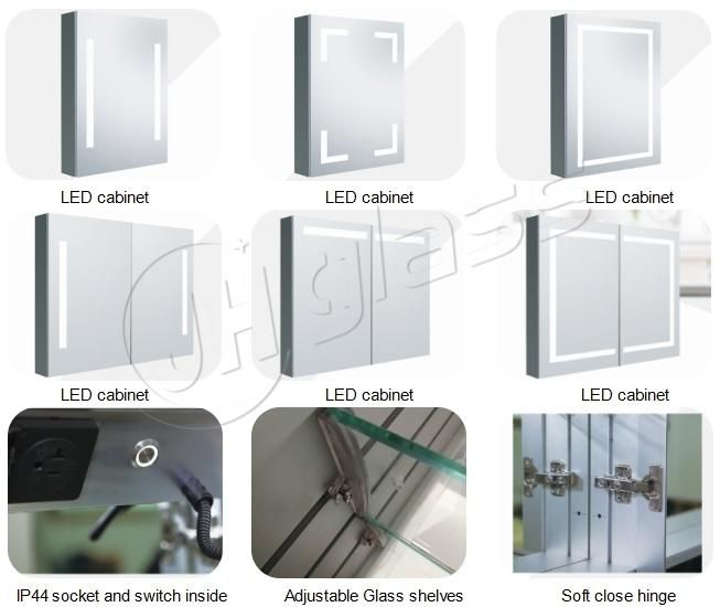 Single Double Bathroom LED Lighted Demister Pad Mirror Medicine Cabinet