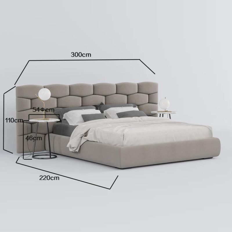 Contemporary High Class Chich Grey Home Bedroom Queen Size Wood Bed Modern Bedroom Furniture