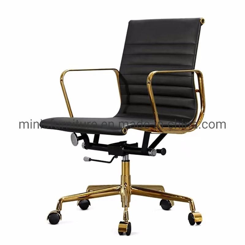 (M-OC280) Modern Office Furniture White Leather Low Back Meeting Chair with Gold Frame