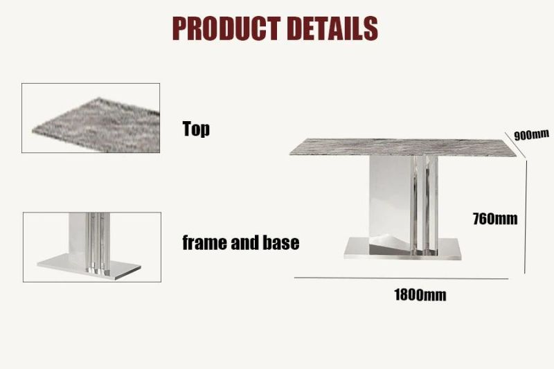 Modern Home Restaurant Hotel Furniture Table Sets Tempered Glass Marble Dining Table