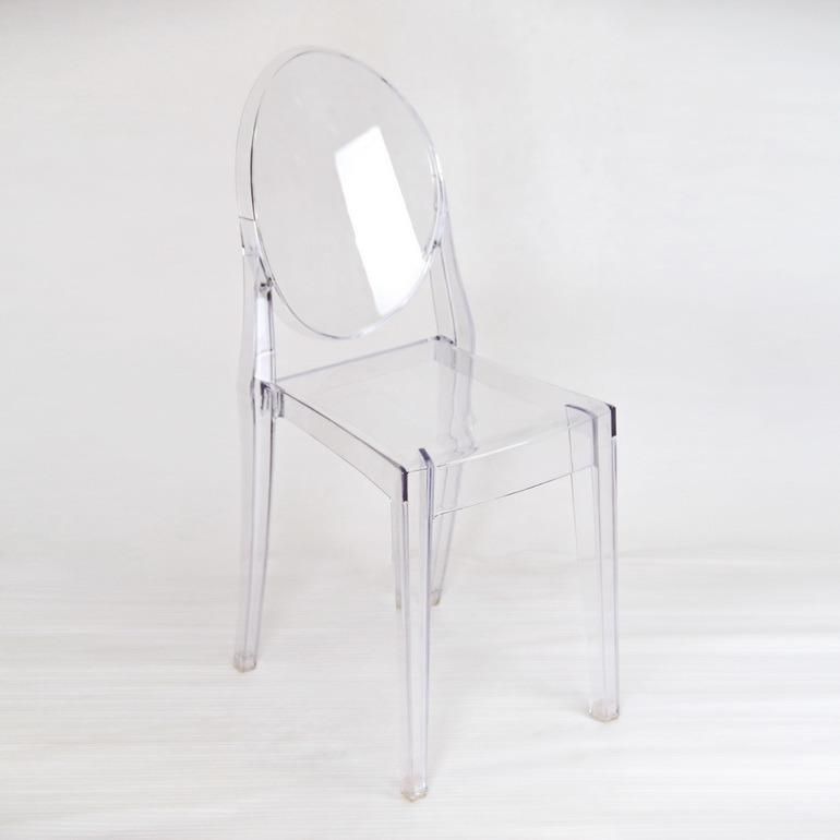 Modern Stacking Transparent Clear Resin Acrylic Ghost Dining Chair with Armrest