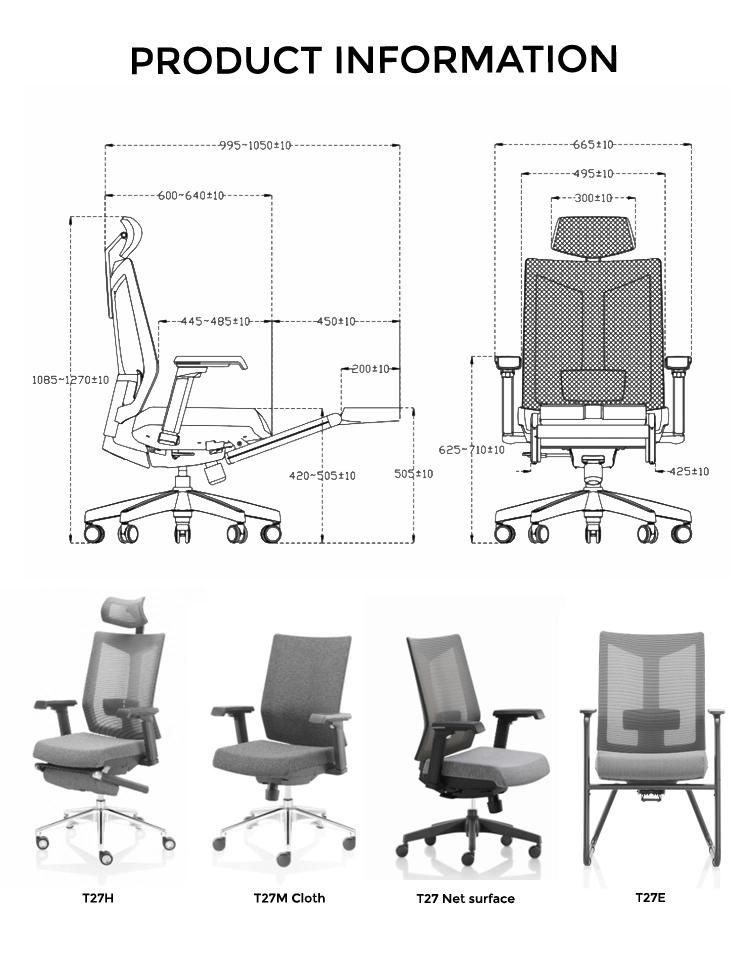 Adjustable Armrest Sillas Modern Swivel High Back Mesh Ergonomic Office Chair