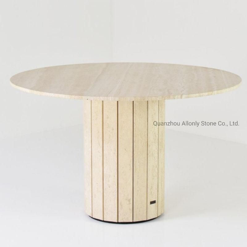 Modern Furniture Wholesale Natural Stone Travertine Dining Table