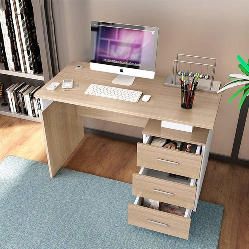 Home Office Desks, Computer Desk with Drawer Single Desktop Laptop Desk Home Simple Modern Student Study Desk with Drawers, Three Drawers on The Right