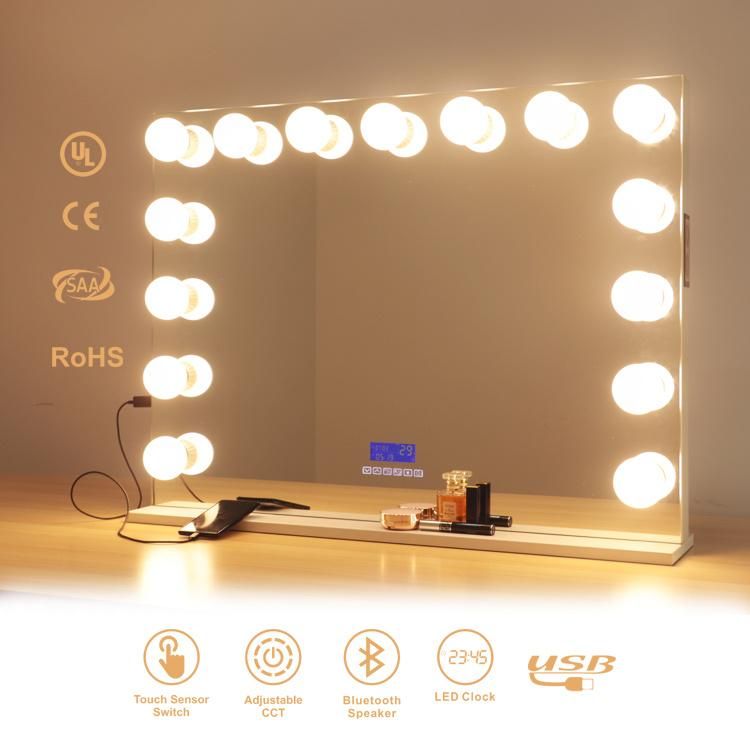 MDF Base LED Makeup Hollywood Mirror for Hairdressing Furniture Mirror