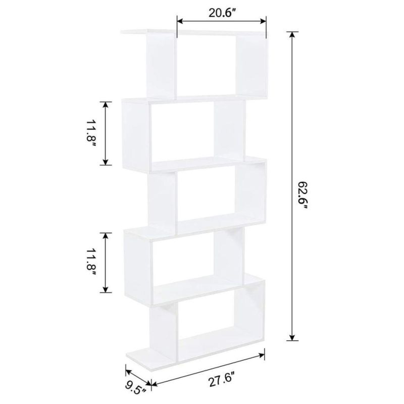 5-Tier Bookshelf Free Standing Wood Bookcase