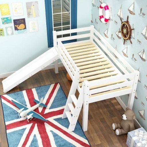 American Style Home Furniture Modern Children Wood Bedroon Furniture Kids Bunk Bed with Slide