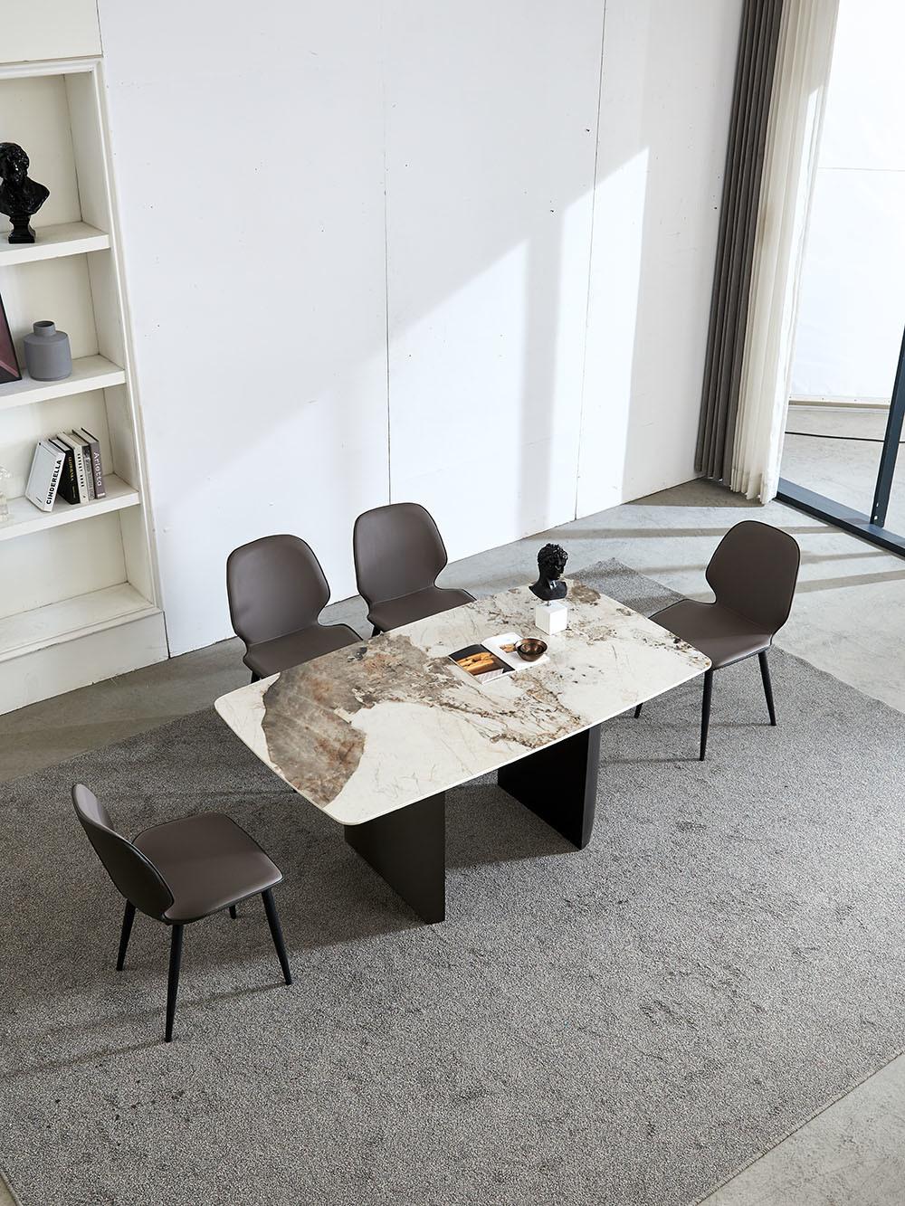 High Quality Apartment Furniture Round Fixed Marble Rock Plate Dining Table