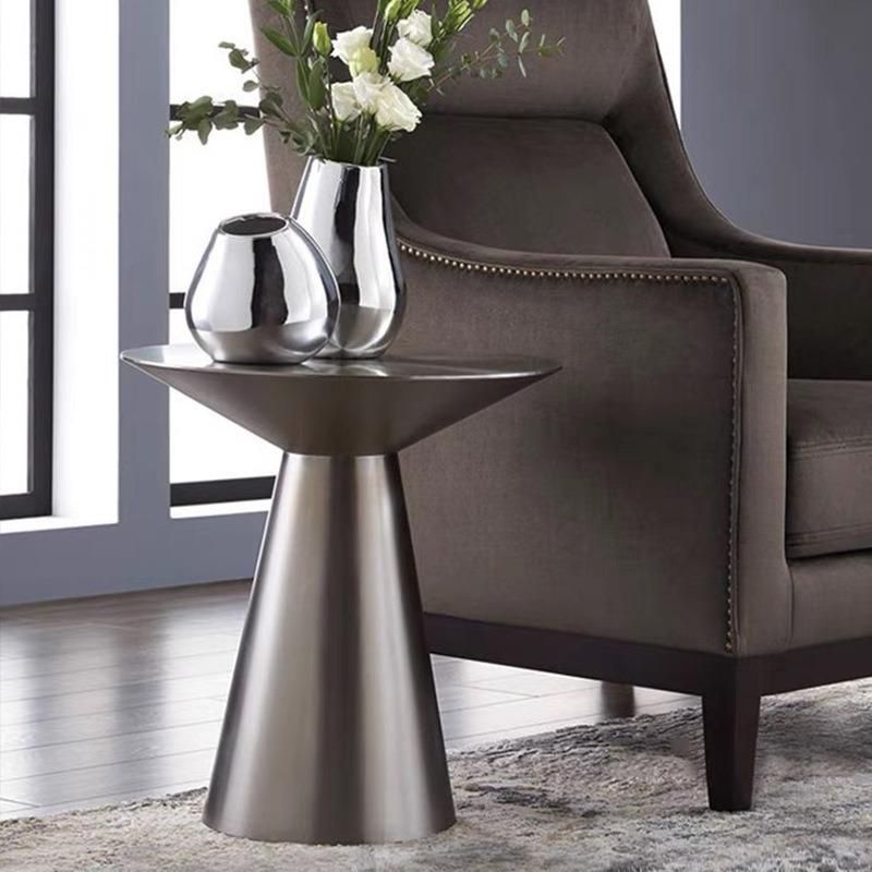 Modern Metal Furniture Round Titanium Stainless Steel Tea Table