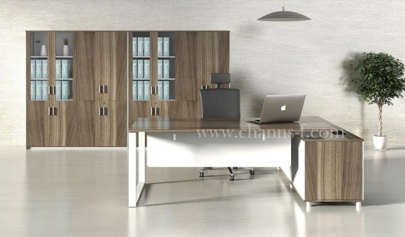 Modern L Shape Computer Desk Wood Table Office Furniture (CAS-M1750)