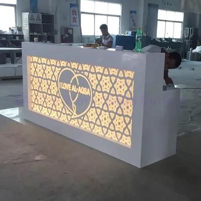 L Shaped Reception Desk LED Beauty Salon Front Desk