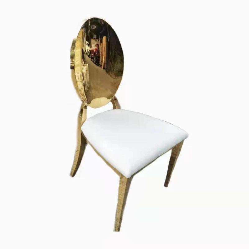 Roll Back Wedding Event Party Stacked Gold Stainless Steel Banquet Chair 300PCS. Bulk Price in Stock