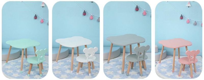 Little Bear Kindergarten Kids Wooden Table and Chair Set Children Furniture