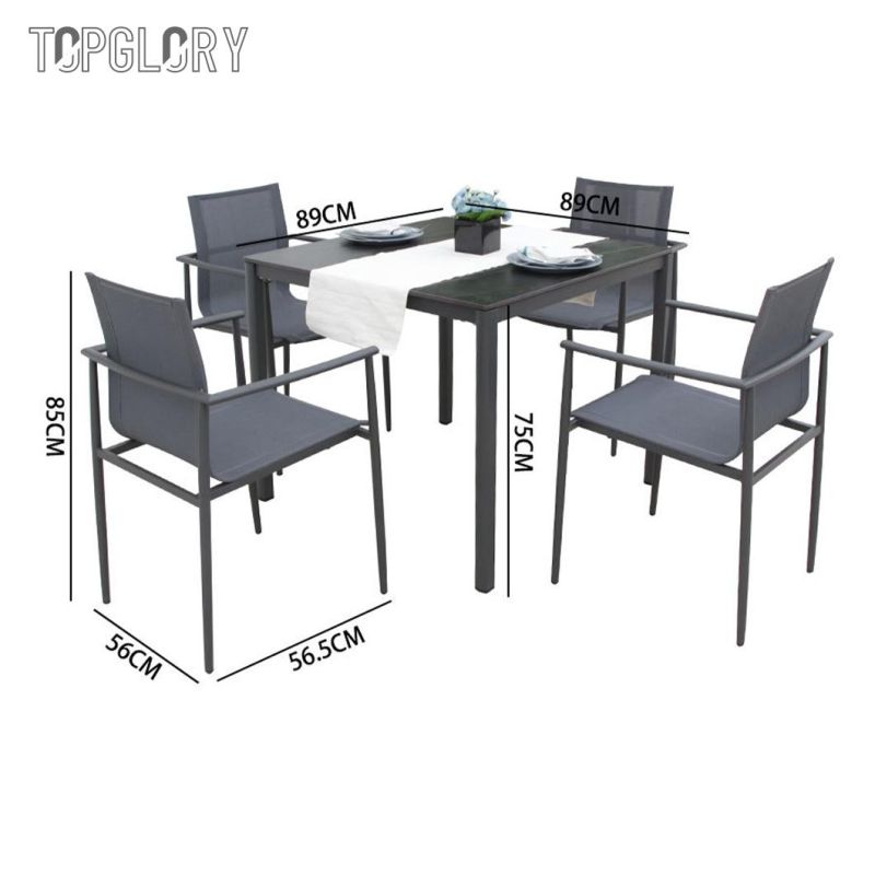 Garden Courtyard Table and Chair Outdoor Metal Frame Textilene Cloth Table and Chair Set