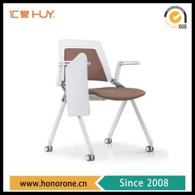 Metal Leg Fabric Seat Leisure Training Chair Staff Stackable Office Visitor with PP Back