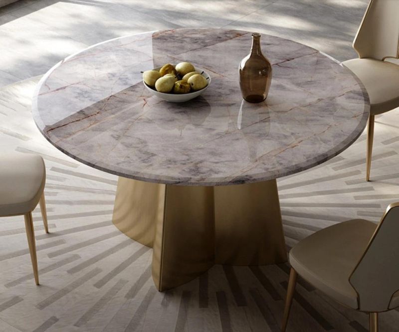 Modern Style Designs Marble Table Chrome Gold Feet Dining Table