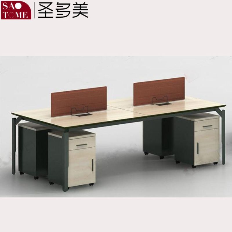 Set of Four-Person Desks with Cabinets in Office Furniture