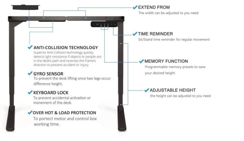 Anti-Collision Home Furniture Dual Motor Electric Sit Standing Height Adjustable Desk