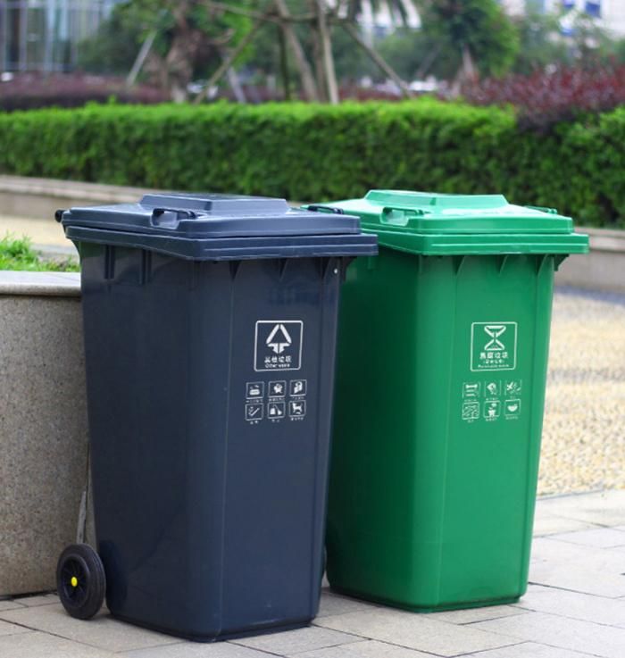 Outdoor Thick Plastic Trash Can, Outdoor Trash Can with Cover, Outdoor Community Restaurant Park Hotel Factory Wheeled Trash Can