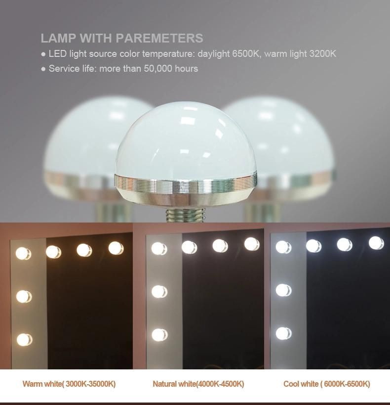 Dimmable Brightness High Definition LED Bathroom Mirror Hollywood Mirror with Touch Sensor