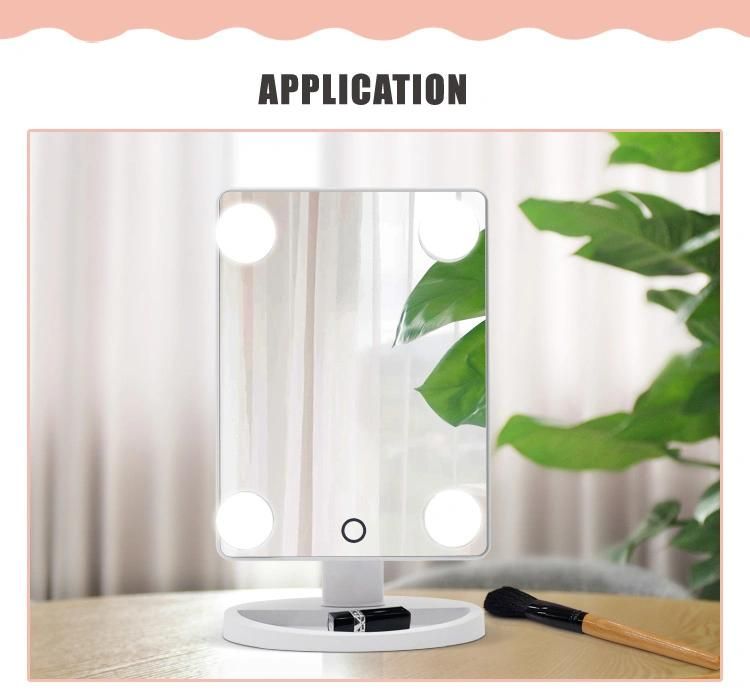 Portable Touch Sensitive Switch Cosmetie Mirror with Bulbs for Make up