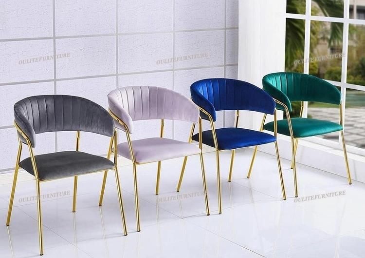 Purple Velvet Dinign Chair with Golden Legs for Home Furniture