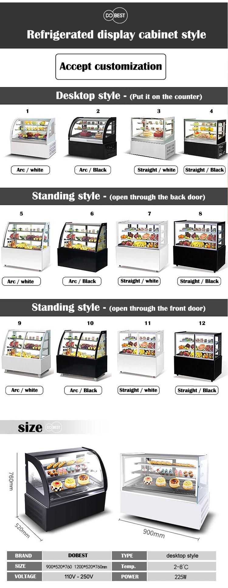 Modern Design Large-Capacity Cake Refrigerated Table-Type Arc Refrigerated Display Cabinet