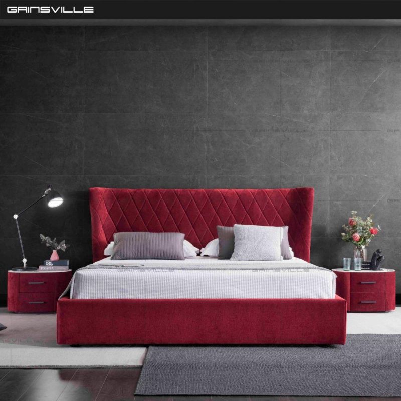 Wholesale Modern Minimalist Home/Hotel Bedroom Furniture Light Luxury Foldable Leather Double Bed Wooden Panel Platform Beds Set