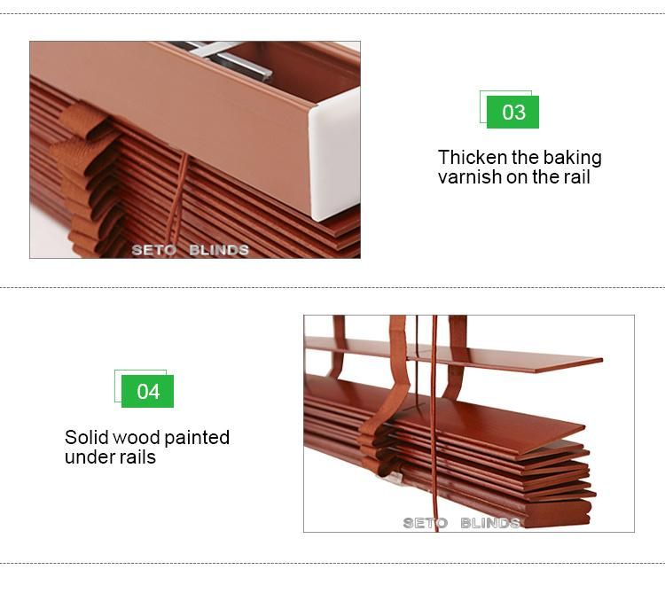 2′ Slat Ladder Tape Wooden Wand Control High Profile Basswood Venetian Blinds