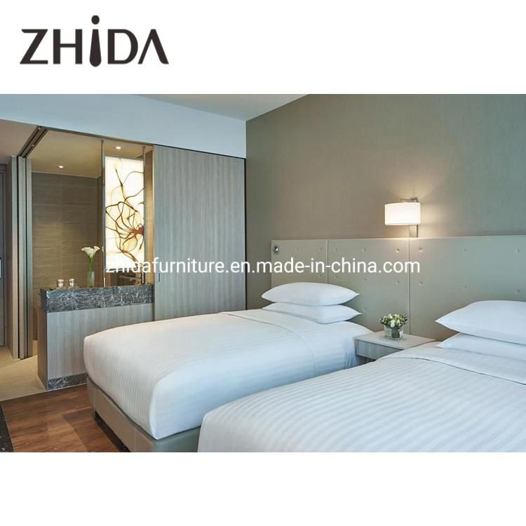 Zhida Customized Modern Furniture Commercial Hotel Project Guest Room Bedroom King Size Fabric Bed for Sale