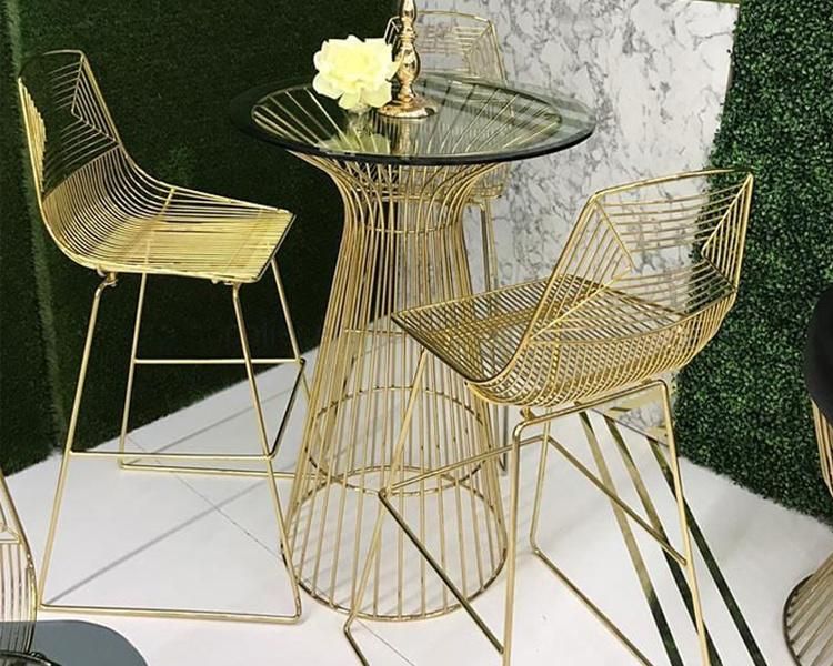 2020 New Design Stainless Steel Gold Metal Wire Bar Stools