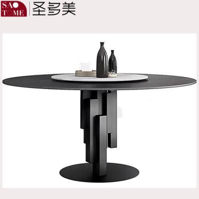 Modern Rock Furniture Geometric Round Dining Table with Turntable