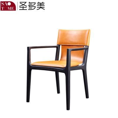 Modern Dining Room Furniture Leather Armrests Orange Dining Chairs