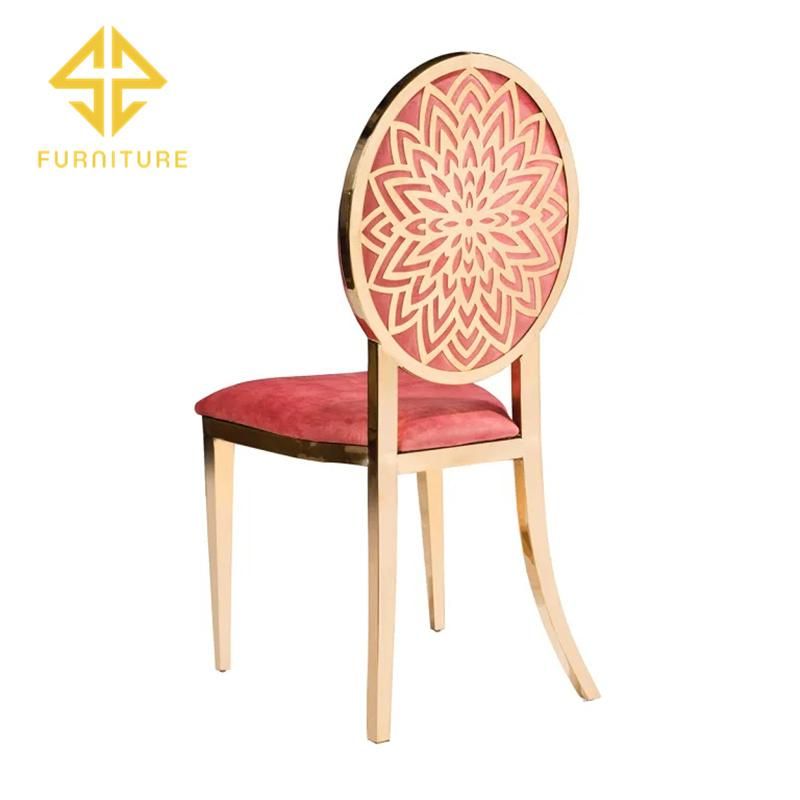 The Latest Specially Designed Gold Stainless Steel Wedding Velvet Dining Chair