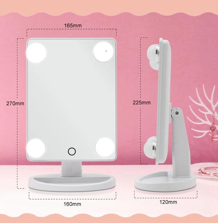 Portable Touch Sensitive Switch Cosmetie Mirror with Bulbs for Make up