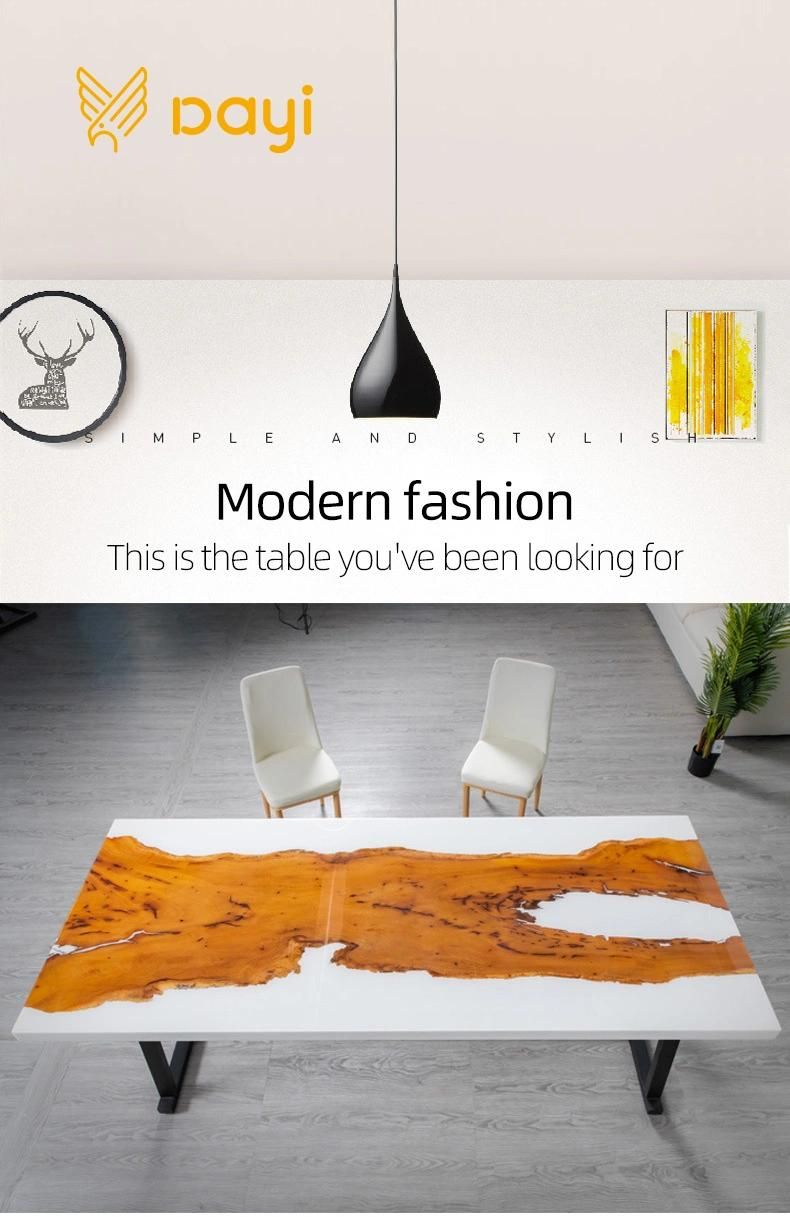 High Quality Modern Dining Table Latest Epoxy Resin Wood Dining River Table for Dining Room Home and Hotel