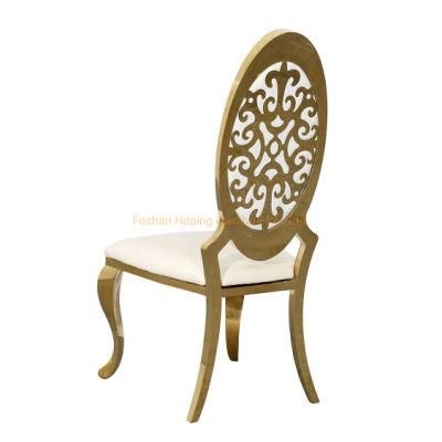 Modern Wedding Chairs Back Decor Chair Best Quality White Cover Seat Circle Stainless Steel High Back Dining Chairs