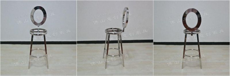 Modern Silver Stainless Steel High Density Sponge Seat Bag Hotel Party Banquet High Bar Chair