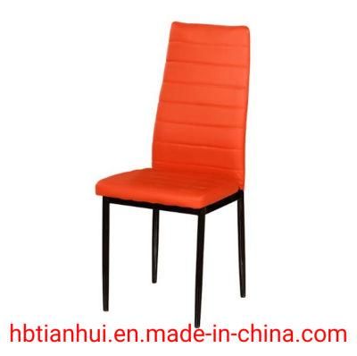 Hot Selling Cheap Chair Black Chrome Plated Metal Legs PU High Back Dining Chairs Furniture