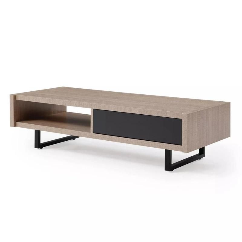 Fashionable Living Room Furniture Sofa Snack End Tables Cocktail Wood Console Tea Coffee Table with Shelf Drawer Metal Legs