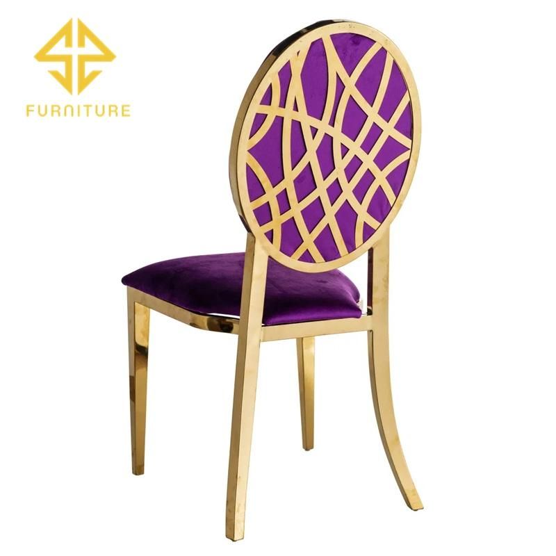 Hot Sale Luxury Gold Metal Frame Wedding Velvet Dining Chair