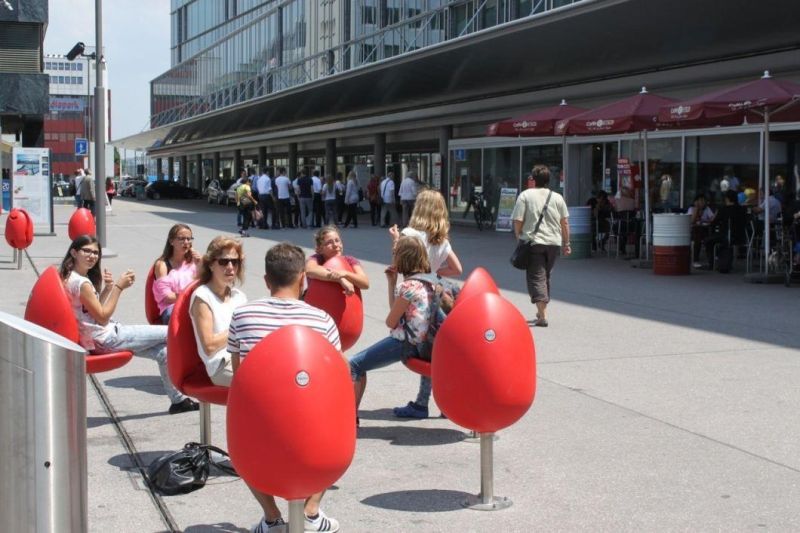 Airport Waiting Area Public Street Furniture Park Furniture Tulips Flower Chair ABS Outdoor Chair