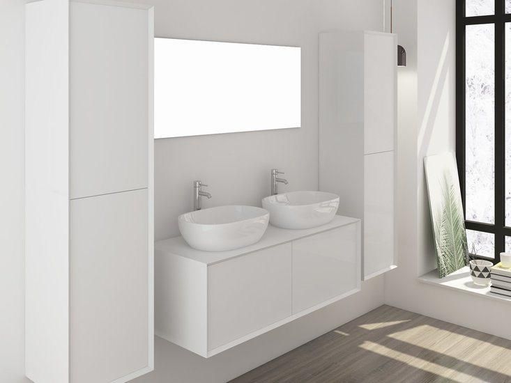 Melamine Modern Style Bathroom Vanity with Side Cabinet