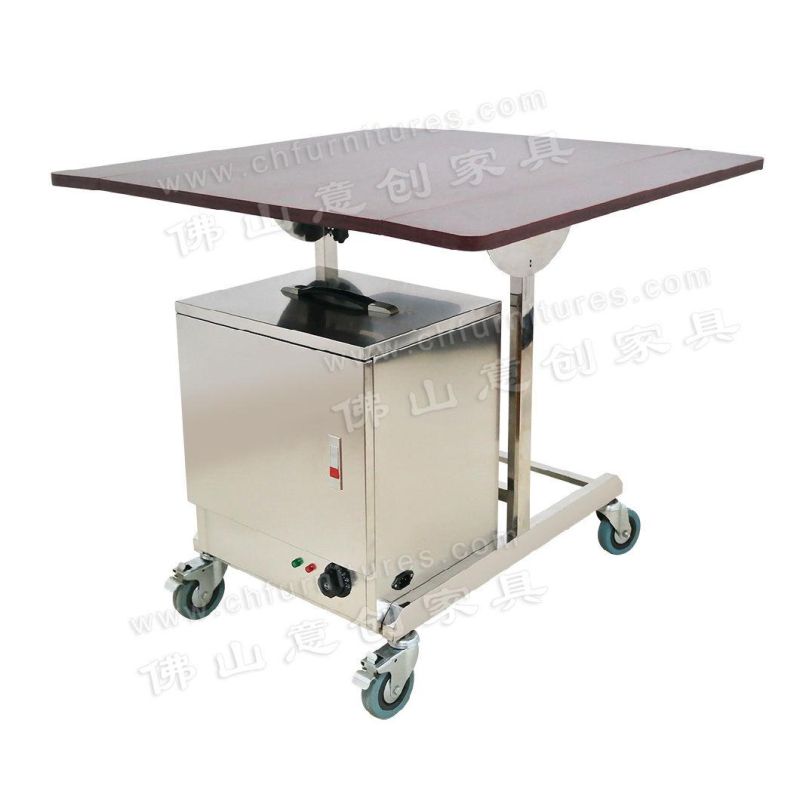 Modern Mahogany Color Hotel Room Service Plug-in Cooler Table Trolley