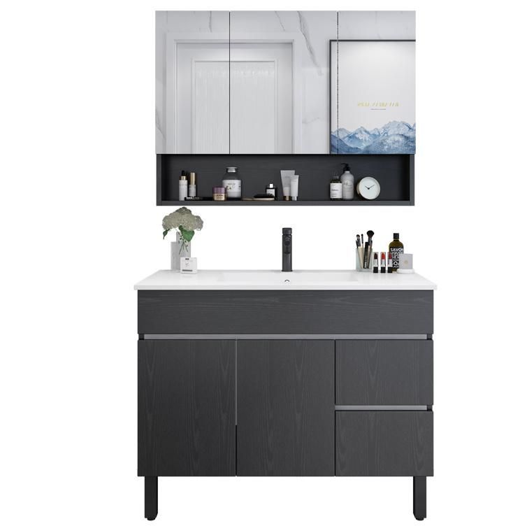 Modern Bathroom Cabinet Vanity Plywood, Half Mirror Cabinet, Floor Mounted