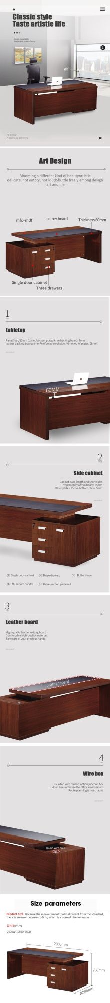 Modern Two Layer Big Size Office Table Boss Desk