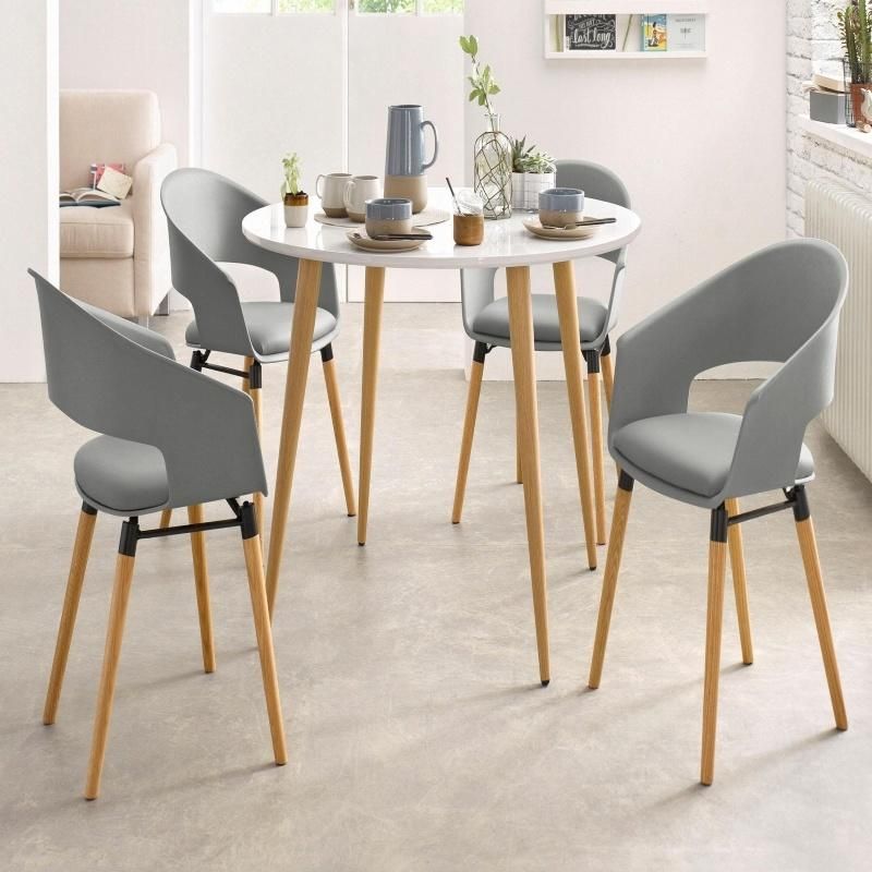 Simple and Sturdy Round Modern Wooden White Dining Table Furniture