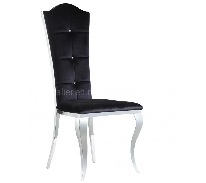 2020 New Arrival UK Black Velour Dining Chair High Back