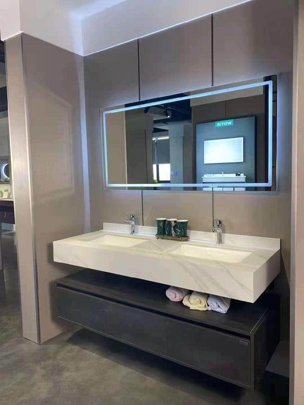 MDF Melamine Wall Mounted Smart Mirror Modern Hotel Bathroom Furniture